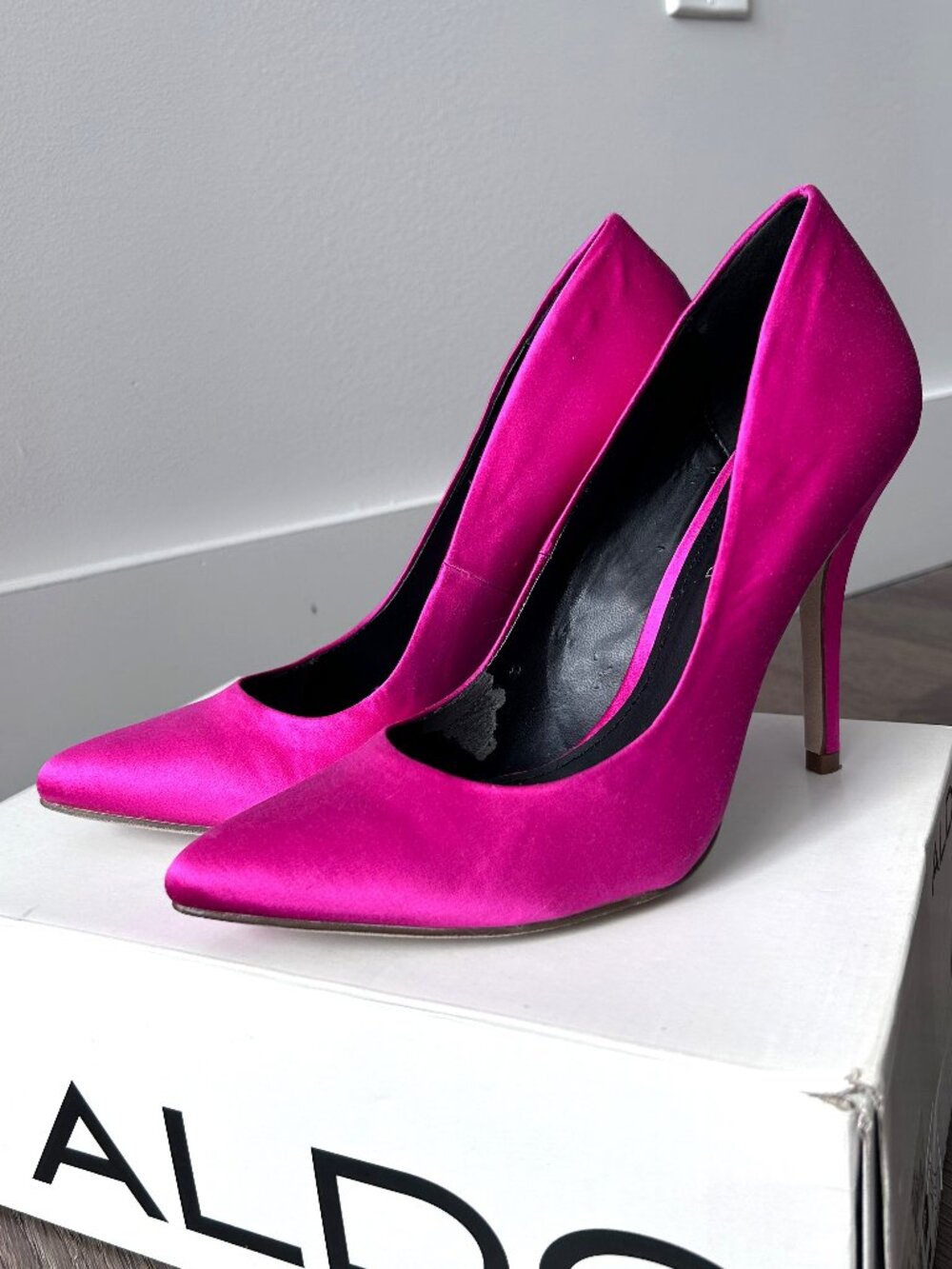 Aldo Hot Pink Satin Pointe Pumps